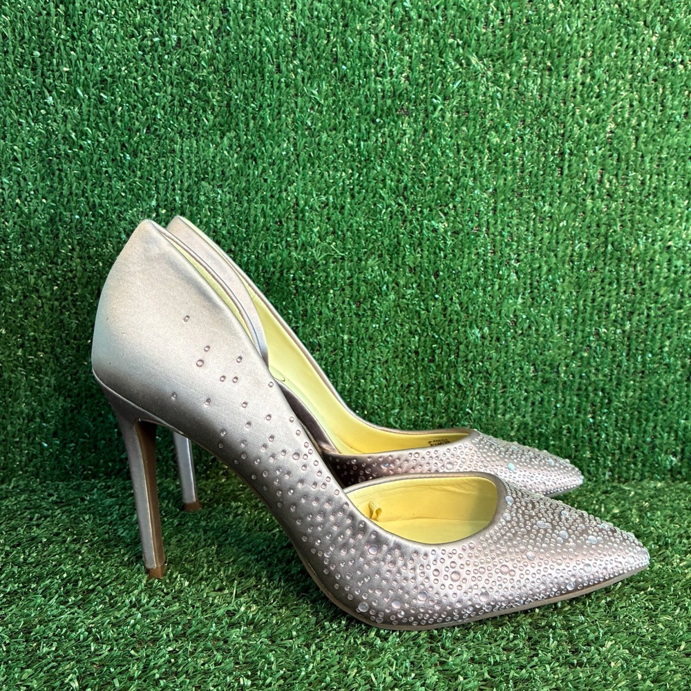 Jessica Simpson Pazula Rhinestone D'Orsay Stiletto Pump Heel Champagne Women 8.5